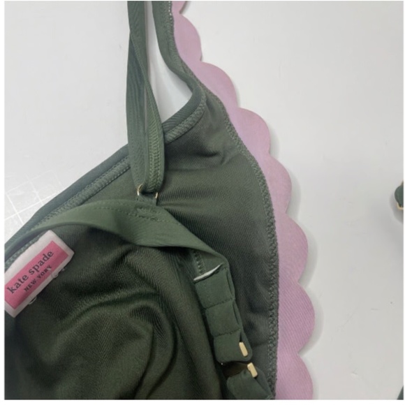 🎁 Kate Spade New York Scallop Wave V-Neck Bikini Top size Large - Picture 9 of 9